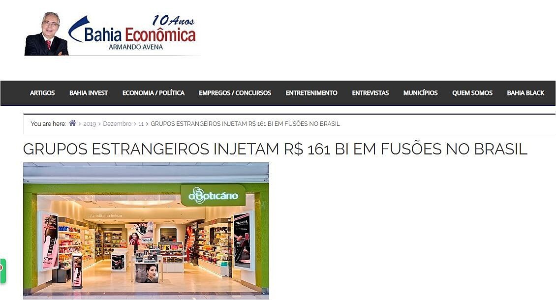 Grupos Estrangeiros injetam R$ 161 bi em aquisies no Pas